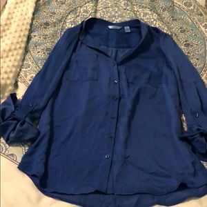 Blue silk blouse